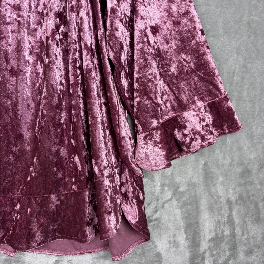 Valerie Stevens Crushed Velvet Bell Sleeve Top XL Boho Party Blouse Pink - Picture 5 of 10